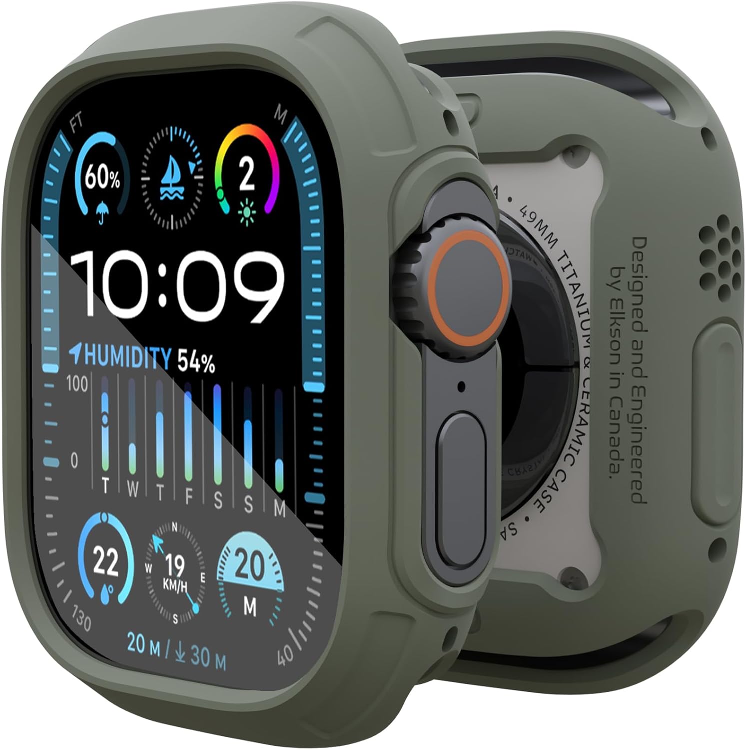 elkson Apple Watch Ultra Bumper Case with Screen Protector - Military Grade Protection