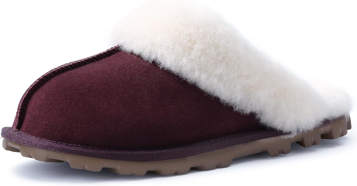 WaySoft Women's Genuine Australian Sheepskin Slippers for Comfort
