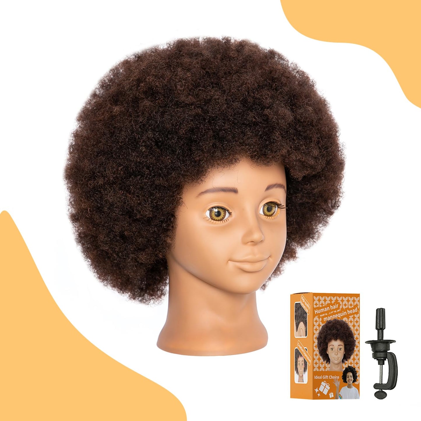 Human Hair Mannequin Head for Styling with Stand and Cute Look