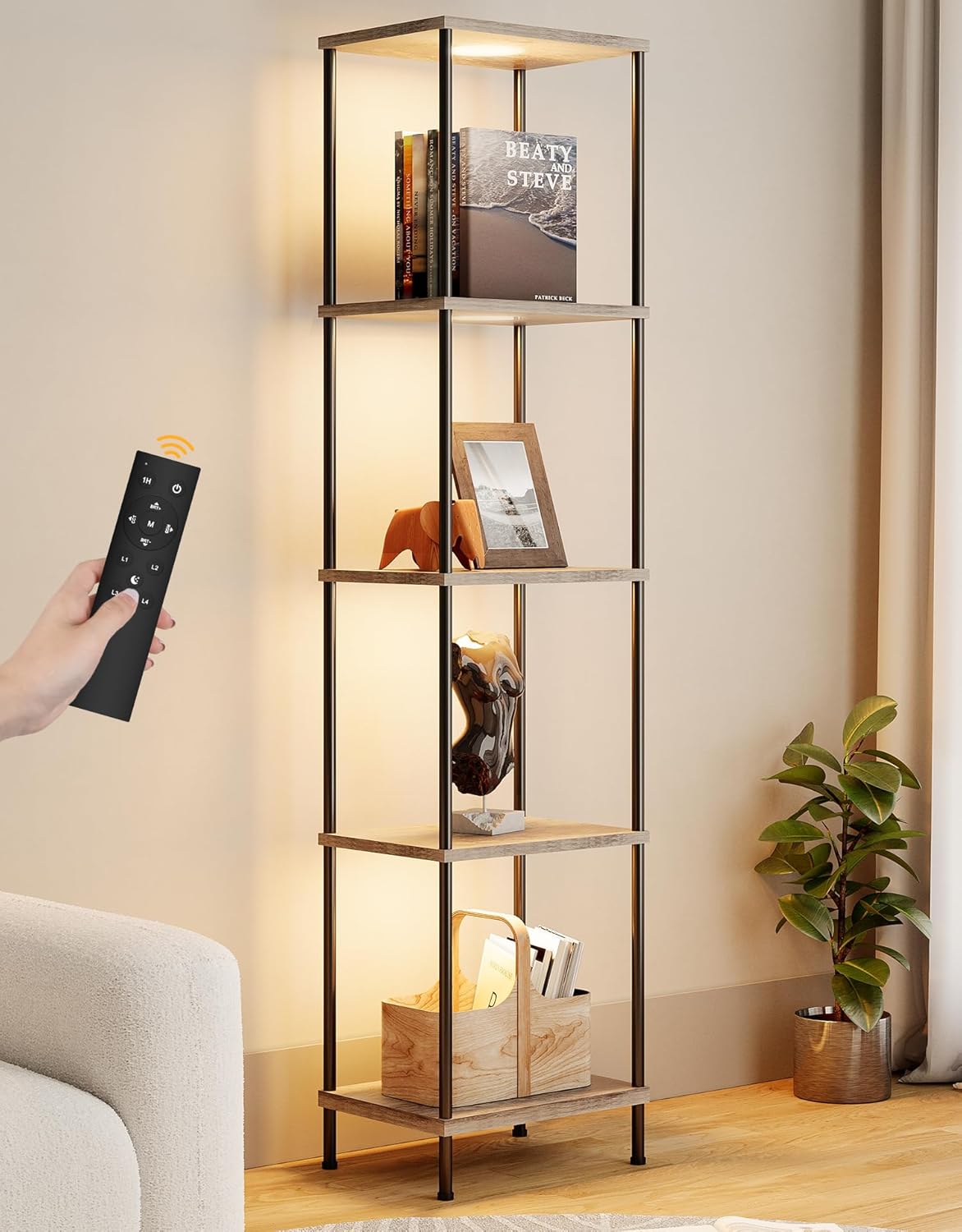 Display Shelf with RGBW Light for Living Room and Bedroom Decor