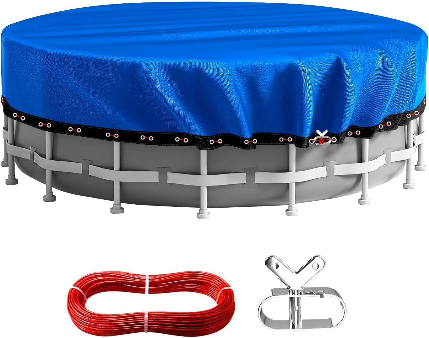 10FT Round Pool Cover for Above Ground Pools - Heavy Duty PE