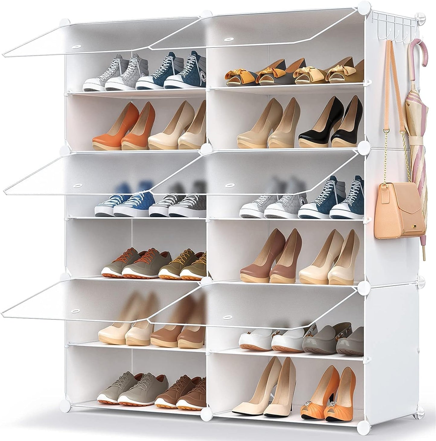 24 Pairs Shoe Storage Rack Organizer for Closet and Entryway