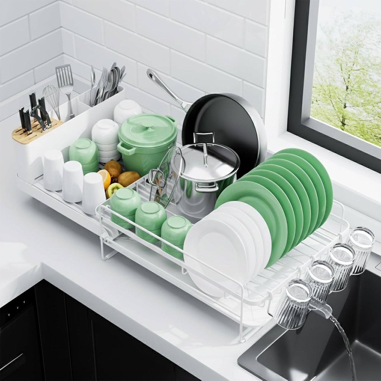 Kitsure Extendable Dish Drying Rack for Efficient Kitchen Use