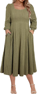 Eytino Womens Plus Size Square Neck Midi Sweater Dress