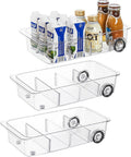 Attelite 3 Pack Fridge Organizer on Wheels - Clear Roll-Out Bins