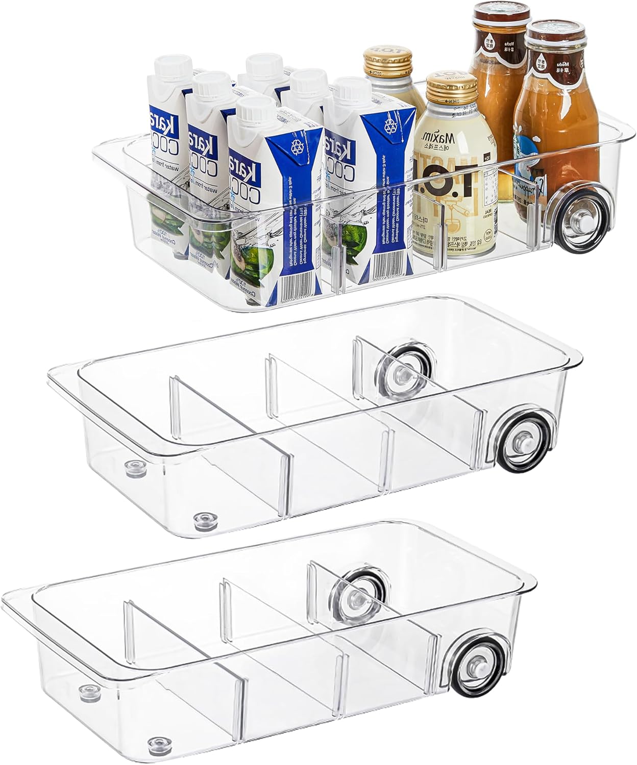 Attelite 3 Pack Fridge Organizer on Wheels for Kitchen Storage
