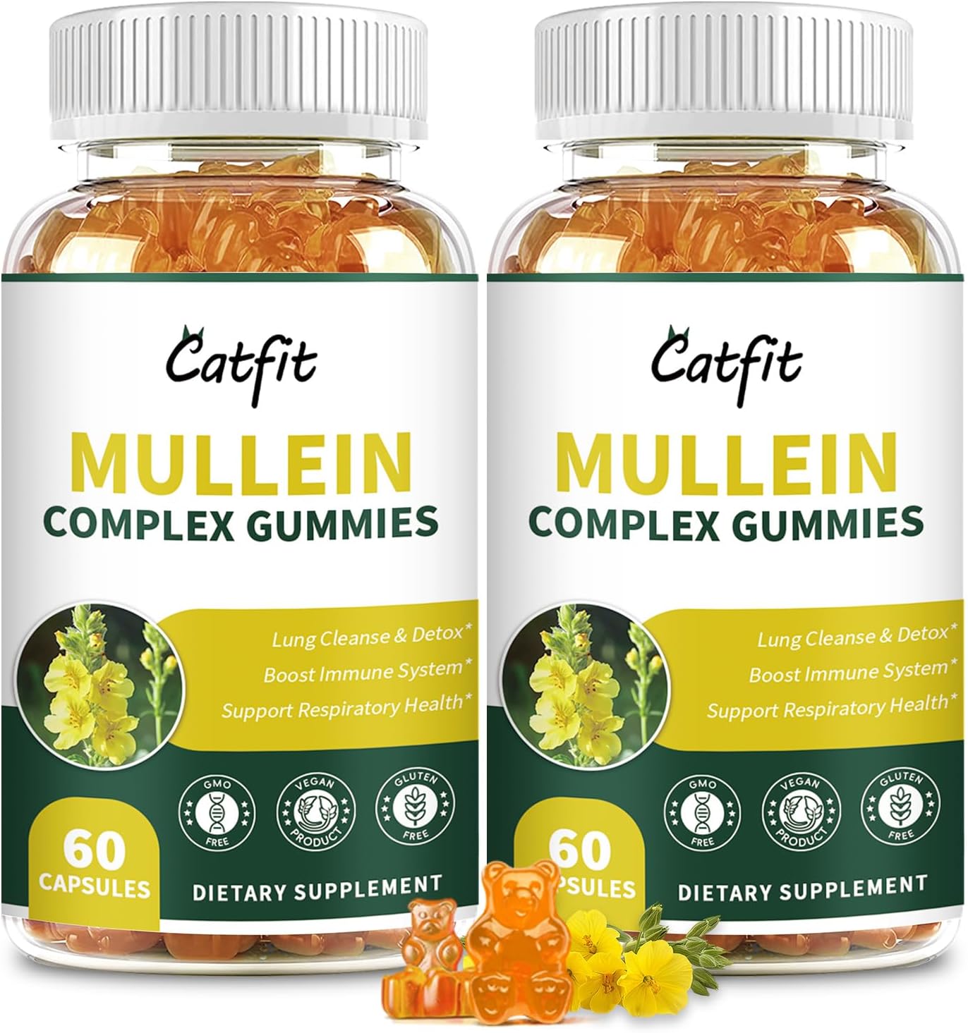 Mullein Gummies for Lungs Detox with Quercetin & Elderberry