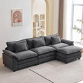 120in Modular Sectional Sofa in Blue Gray - Comfy Cloud Deep Seat