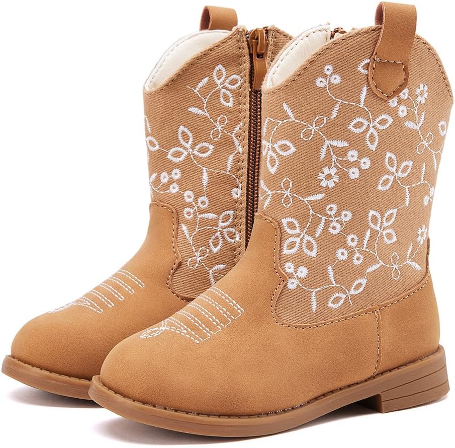 Toddler Girls Cowgirl Boots with Pointed Toe Design for Comfort