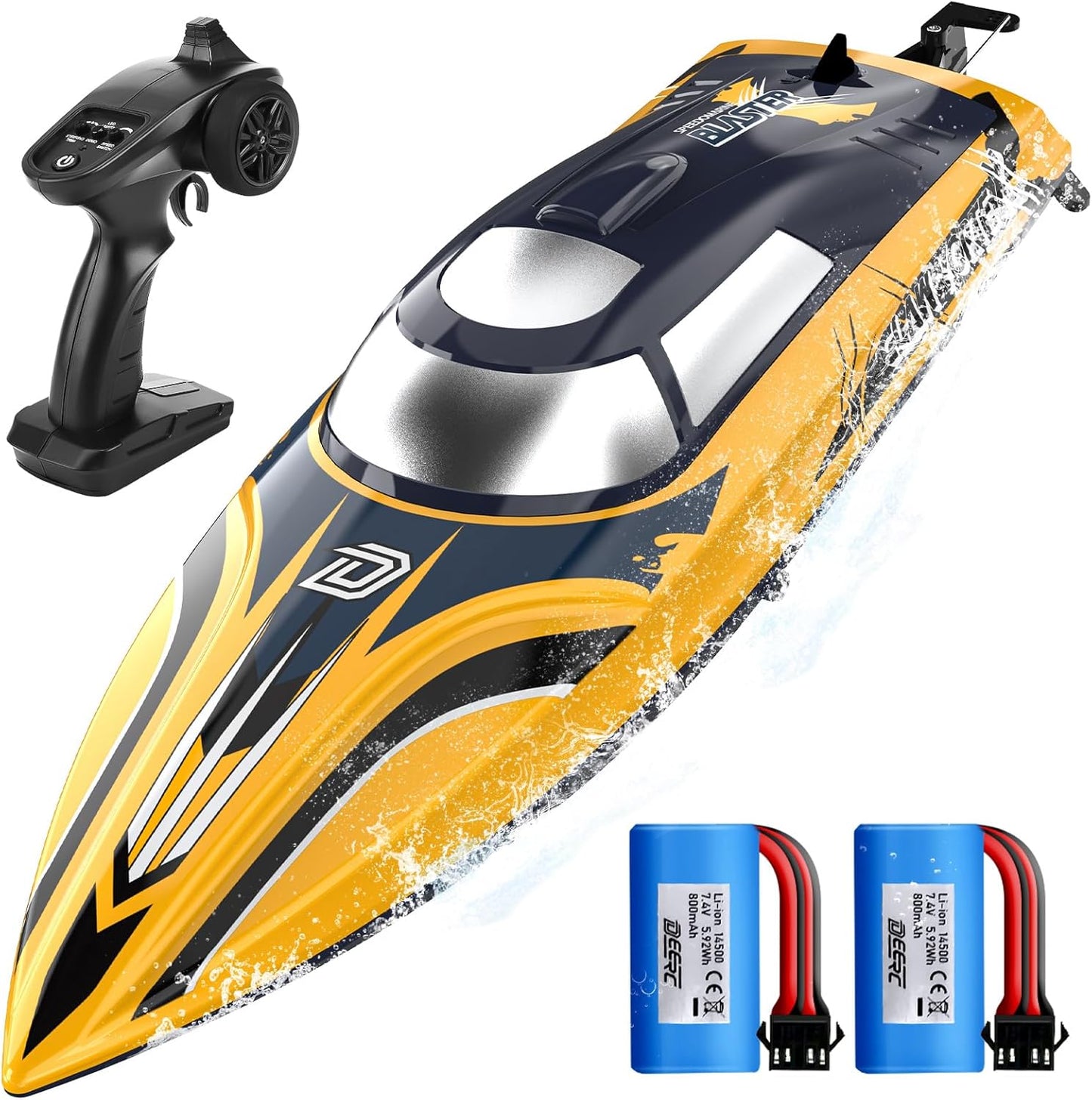 DEERC 14in Fast RC Boat with LED Lights for Pool & Lake Fun