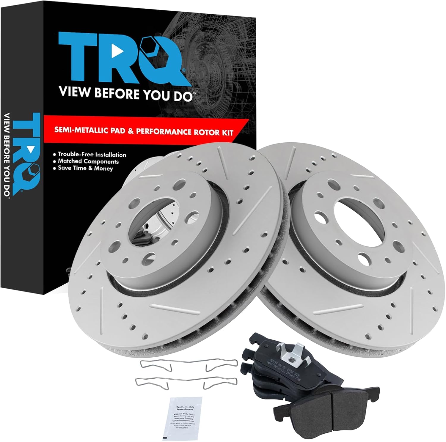 TRQ Front Performance Brake Pad & Rotor Kit for Volvo Vehicles