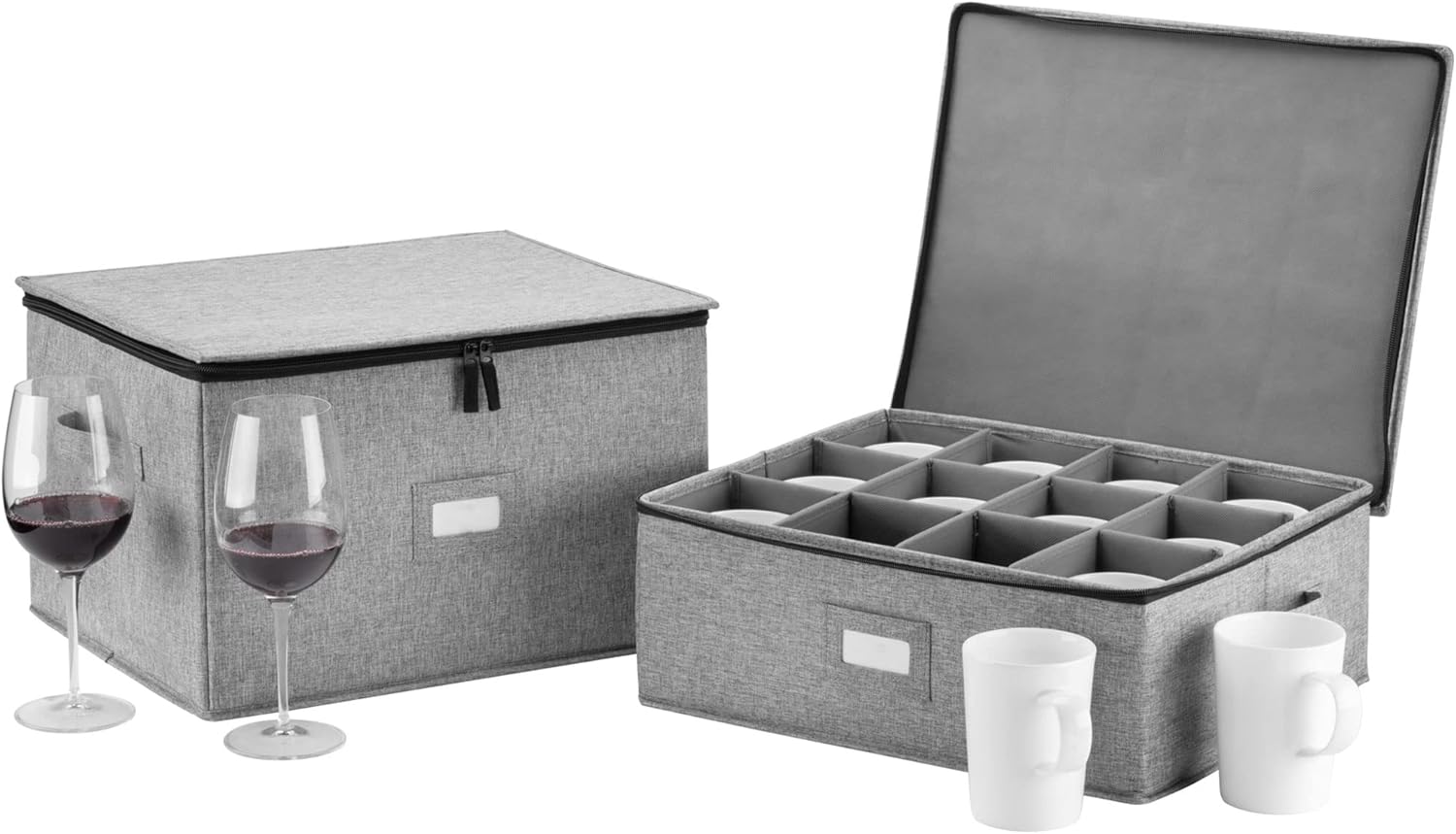 Wine Glass Storage and Cup Storage Case Set of 2 Stackable Containers