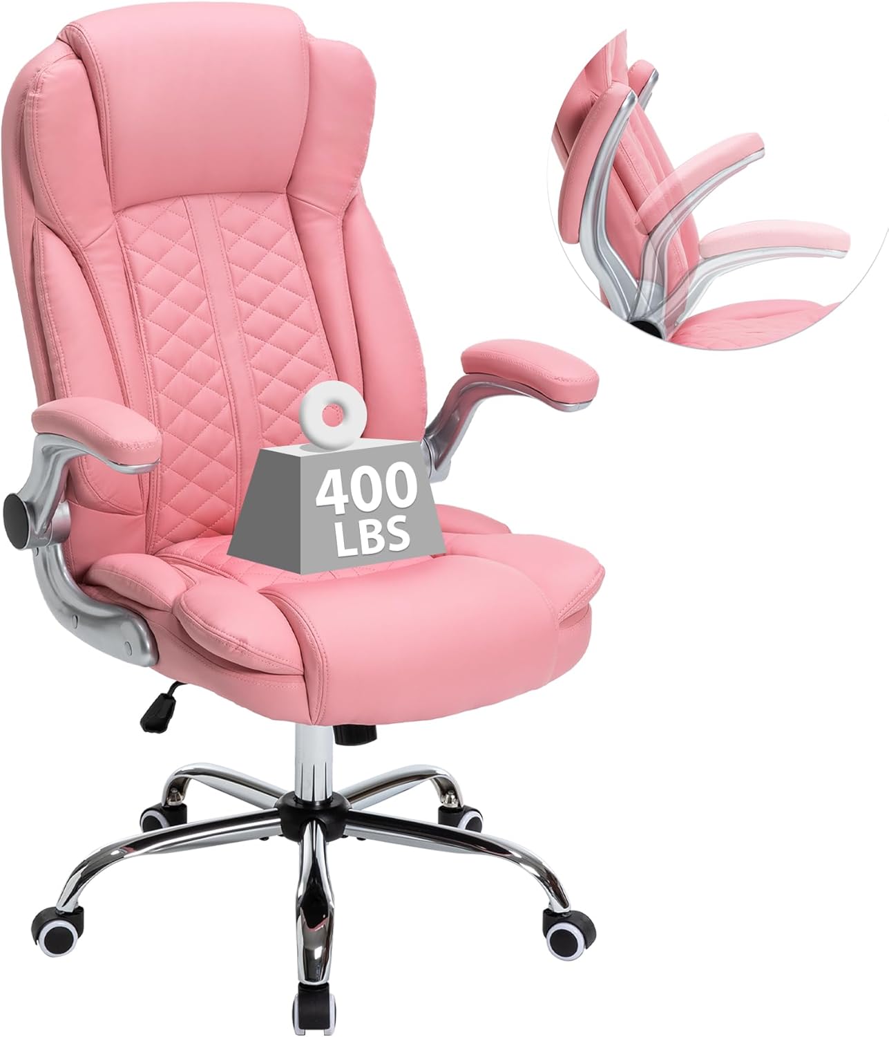 400lbs Executive Office Chair for Big and Tall Users - Pink