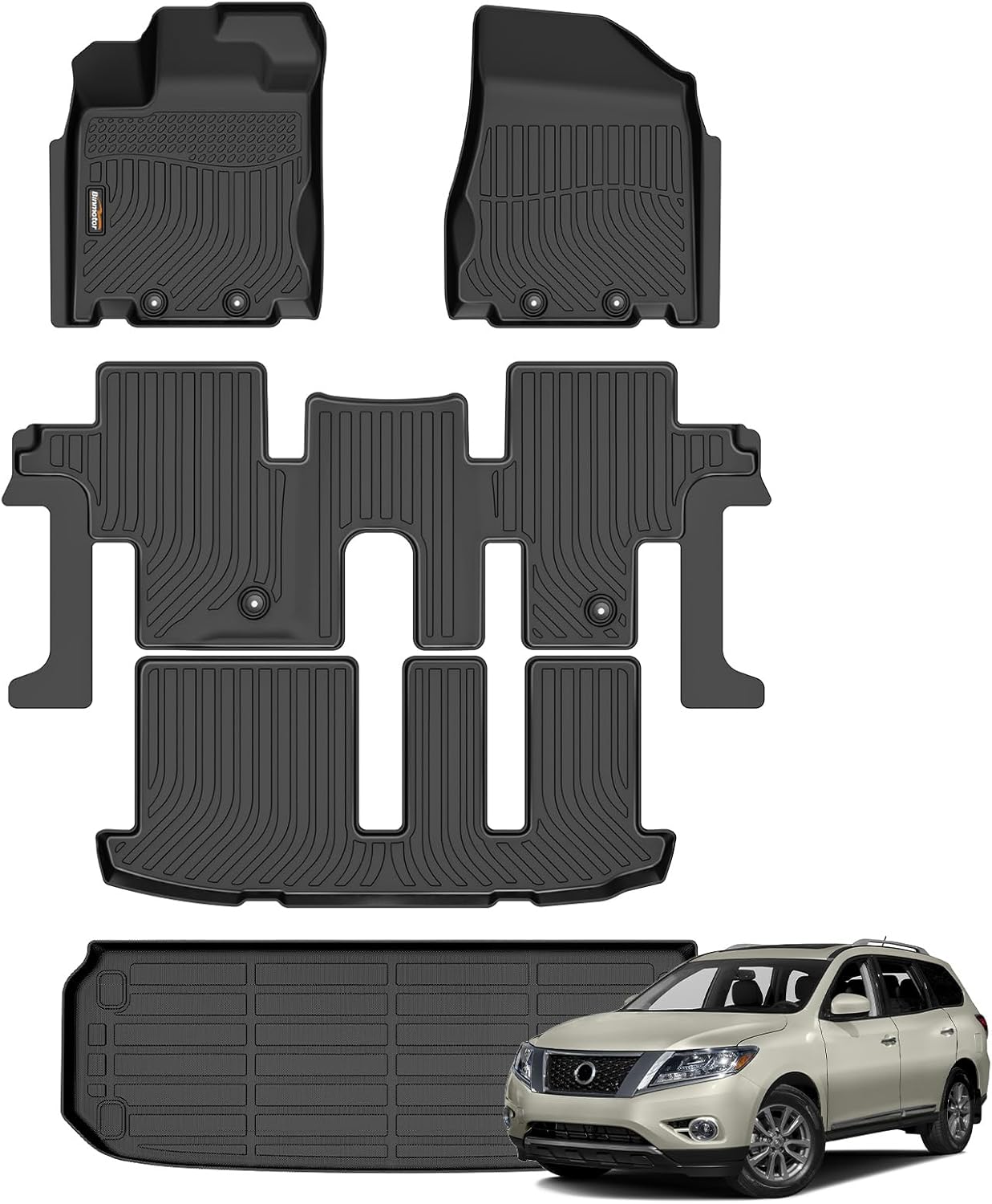 Binmotor All Weather Floor Mats for Nissan Pathfinder 2013-2021