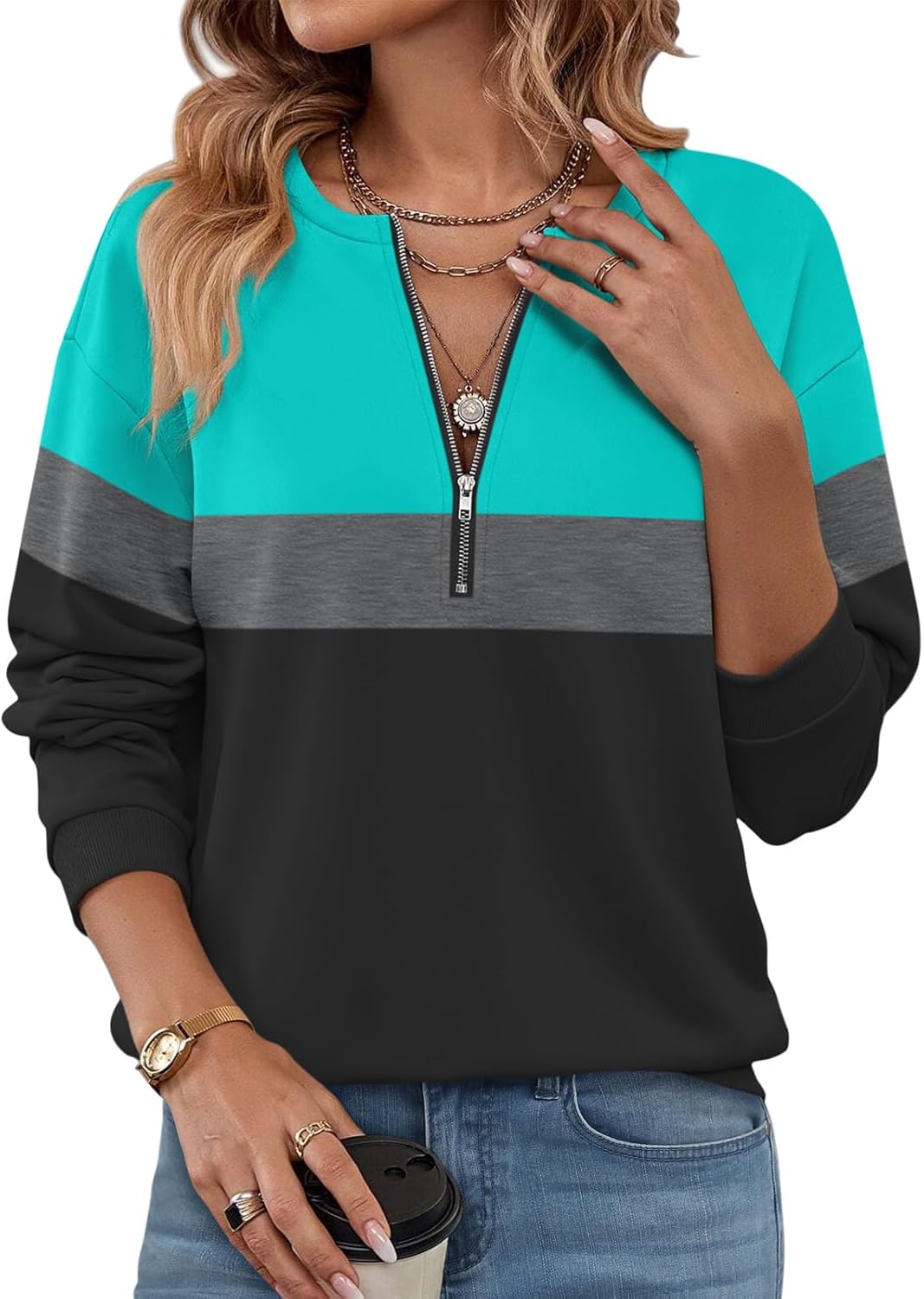 TICTICMISS Women's Quarter Zip Fall Pullover