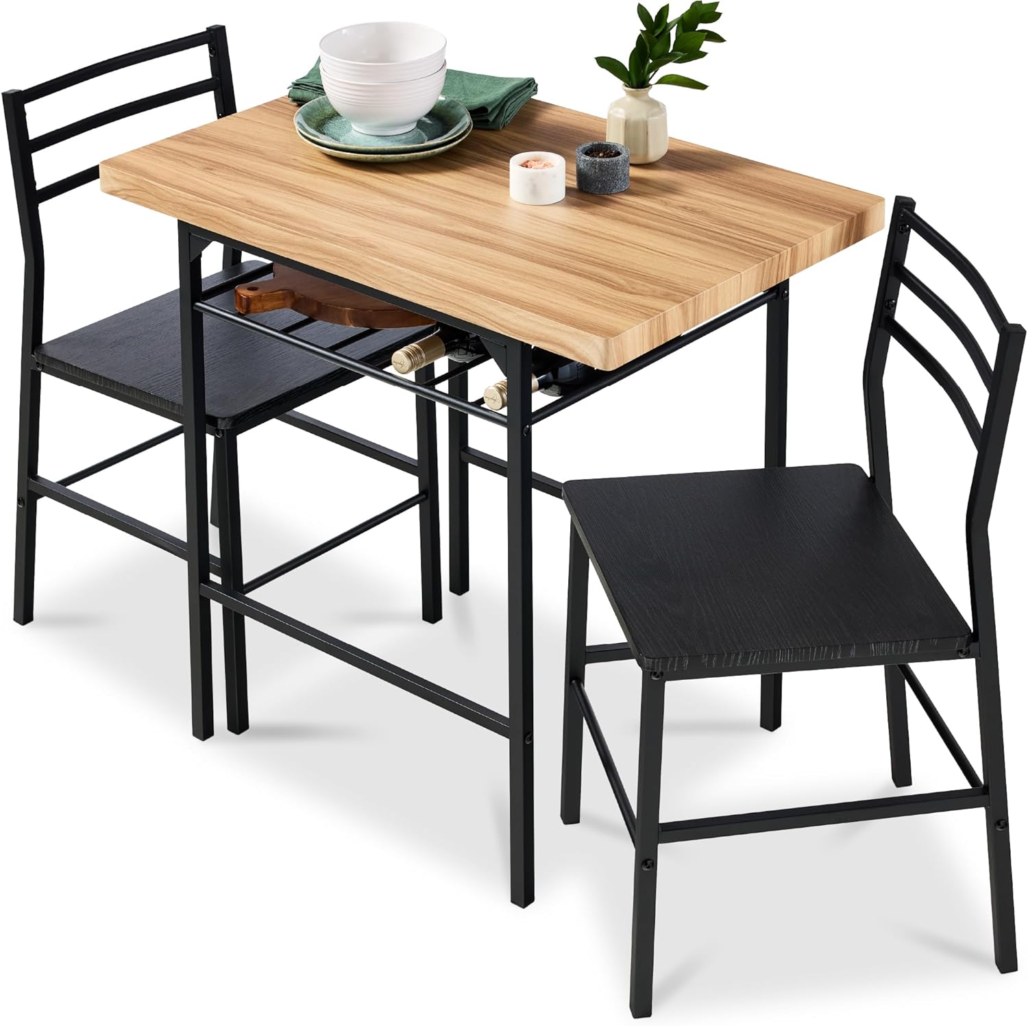 Modern 3-Piece Dining Set with Built-in Storage for Small Spaces