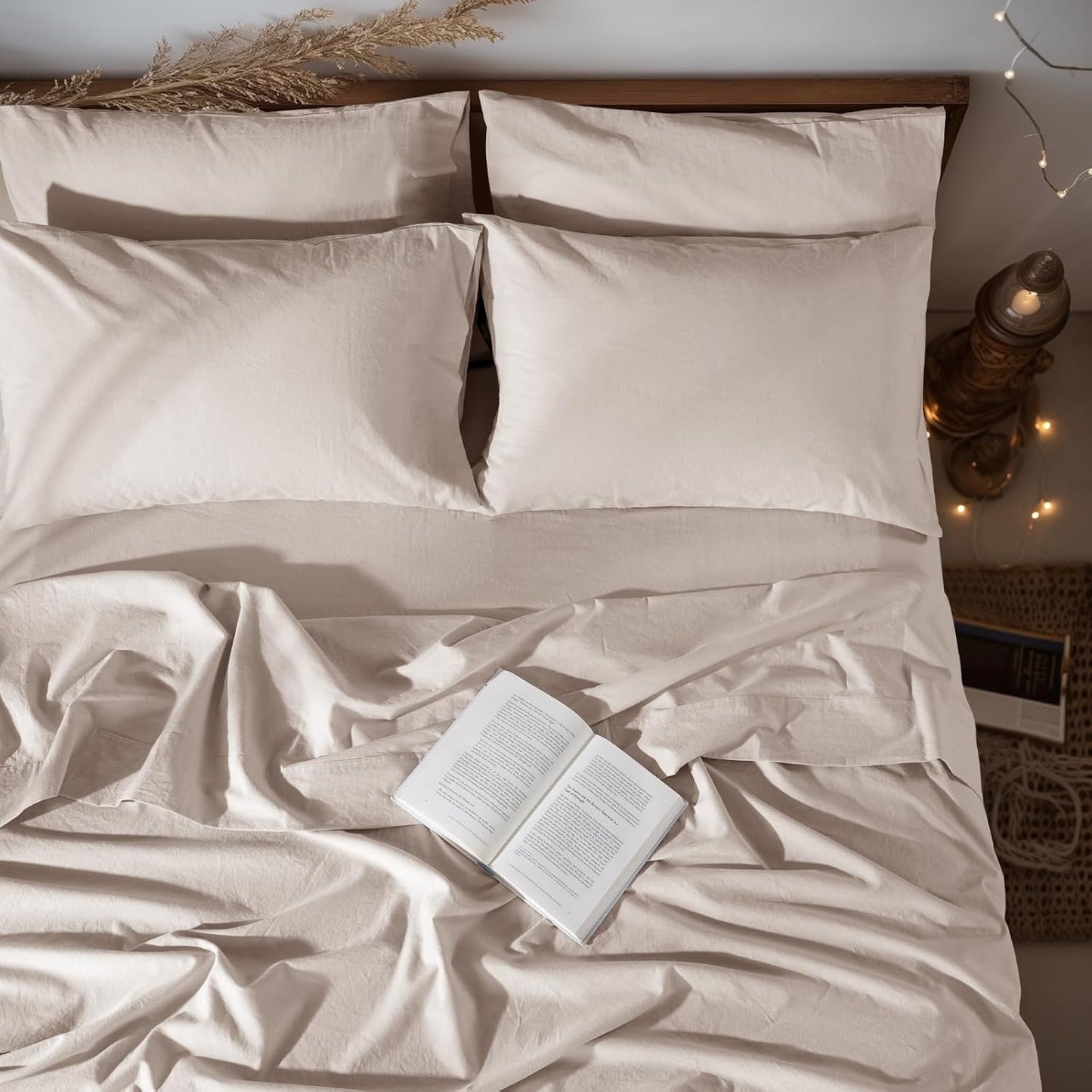 LBRO2M 100% Linen Sheet Set for California King Size Beds