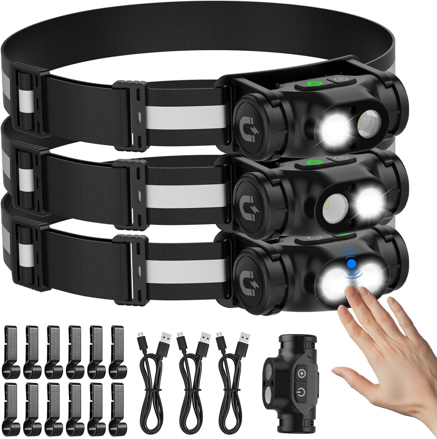 Rechargeable Headlamp with Motion Sensor for Outdoor Adventures