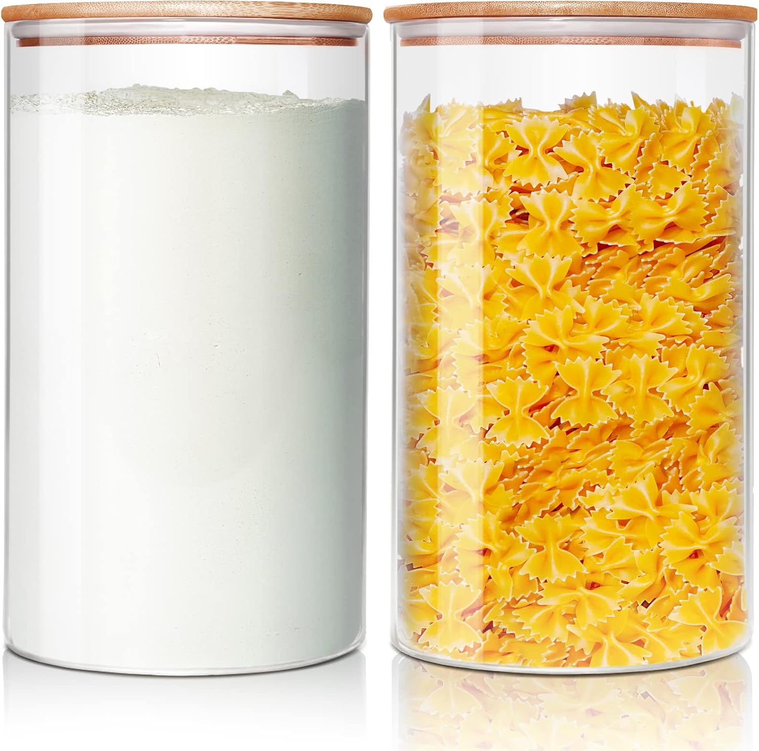 Large Glass Flour and Sugar Containers Set of 2 for Storage
