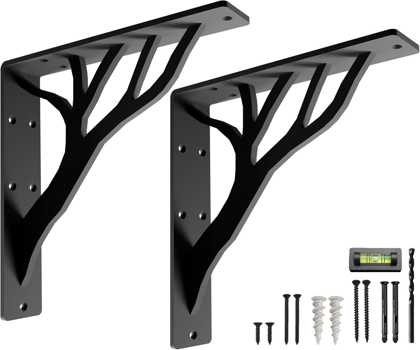 Rustic Tree Black Heavy Duty Shelf Brackets for Stylish Shelving