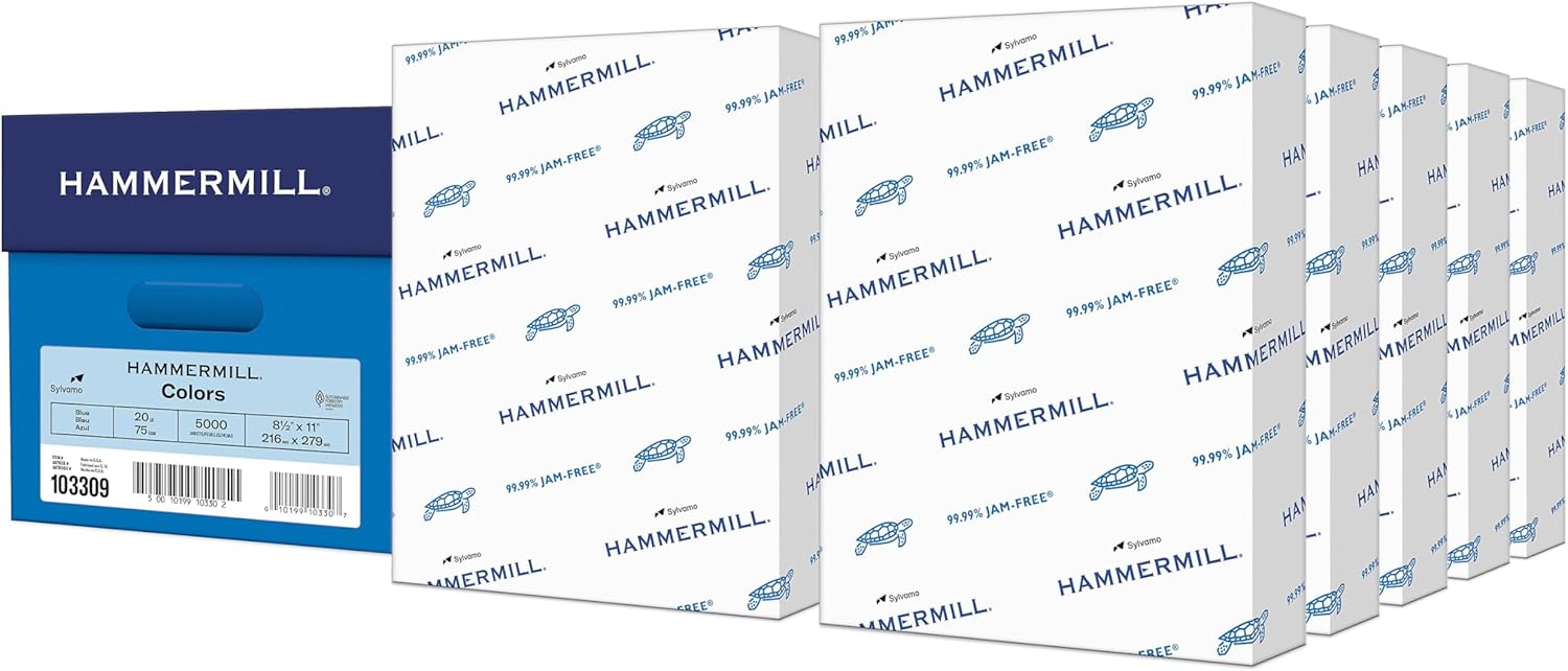 Hammermill Colored Paper 20 lb Blue Printer Paper 8.5 x 11