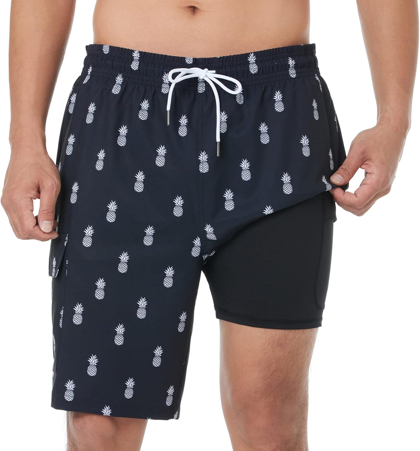 BRISIRA Mens Swim Trunks with Compression Liner for Comfort