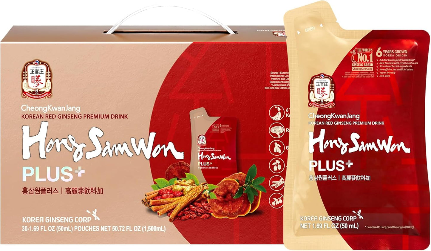 Korean Red Ginseng Tea for Energy and Wellness - 30 Pouches