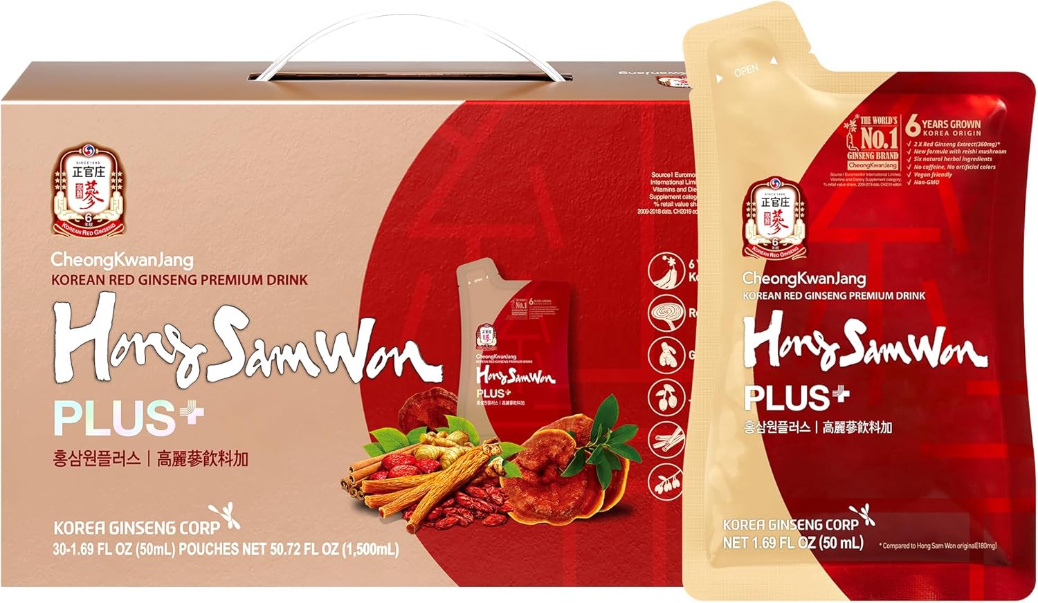 Korean Red Ginseng Tea for Energy and Wellness - 30 Pouches