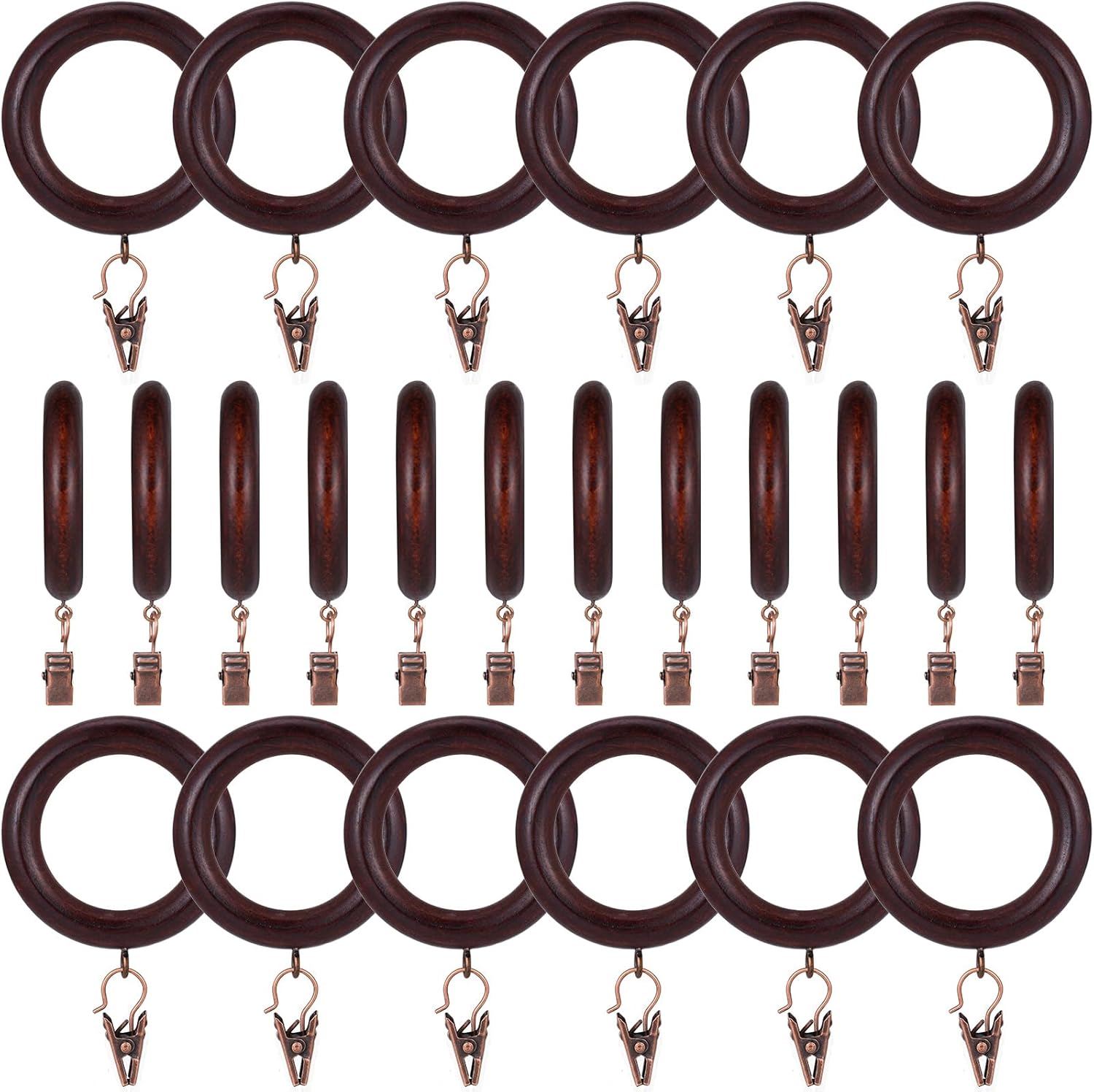 Handmade Beech Wood Curtain Rings for Bathroom Rods