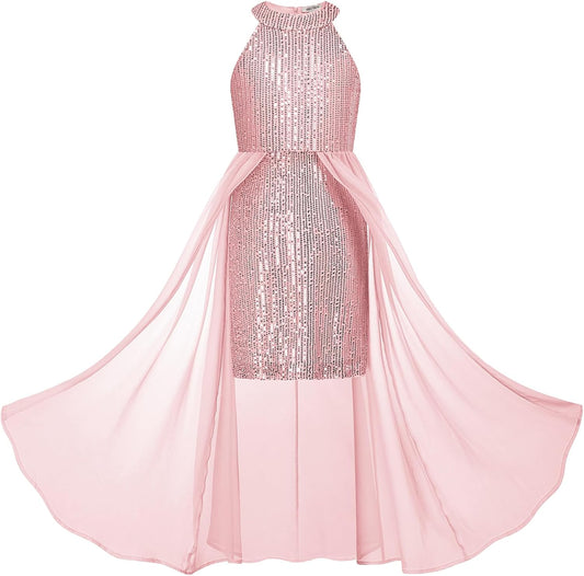 Girls Halter Neck Sequin Dress for Parties and Birthdays
