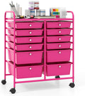 12 Drawer Rolling Storage Cart Organizer - Hot Pink for Crafts