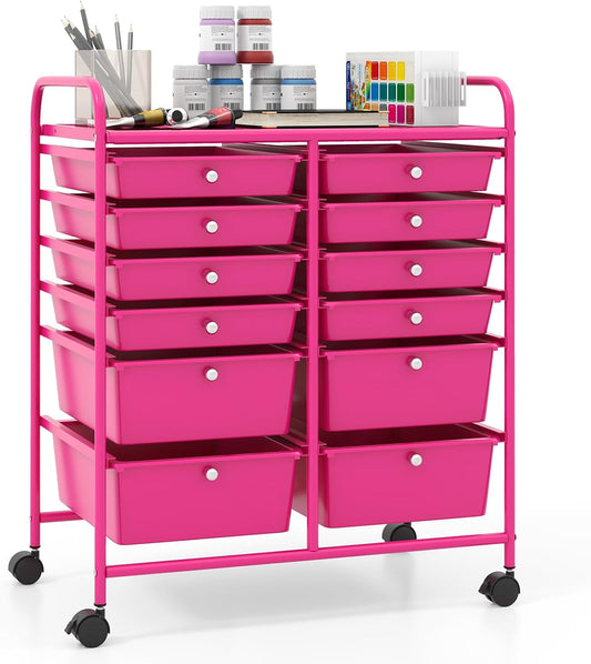Giantex 12 Drawer Rolling Storage Cart for Office & Crafts