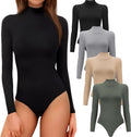 Long Sleeve Mock Turtleneck Bodysuits 5 Pack - Comfortable Stretch