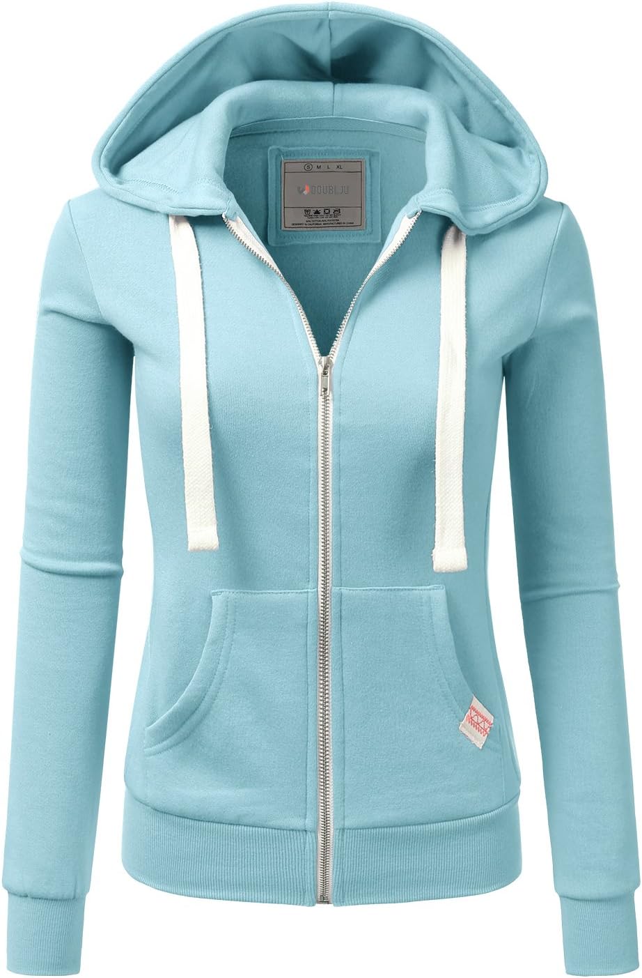 DOUBLJU Lightweight Thin Zip-Up Hoodie Jacket for Women Plus Size