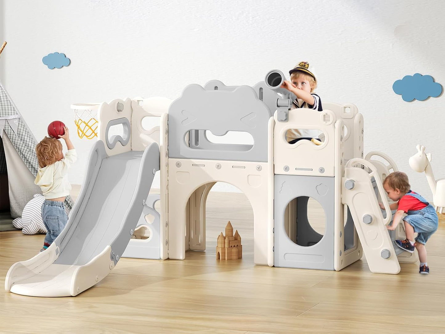 Toddler Slide Indoor 8 in 1 Playground for Kids 1-3 Years
