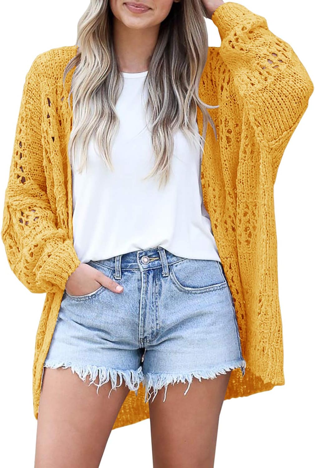 Mafulus Women's Crochet Cardigan Kimono for Boho Style