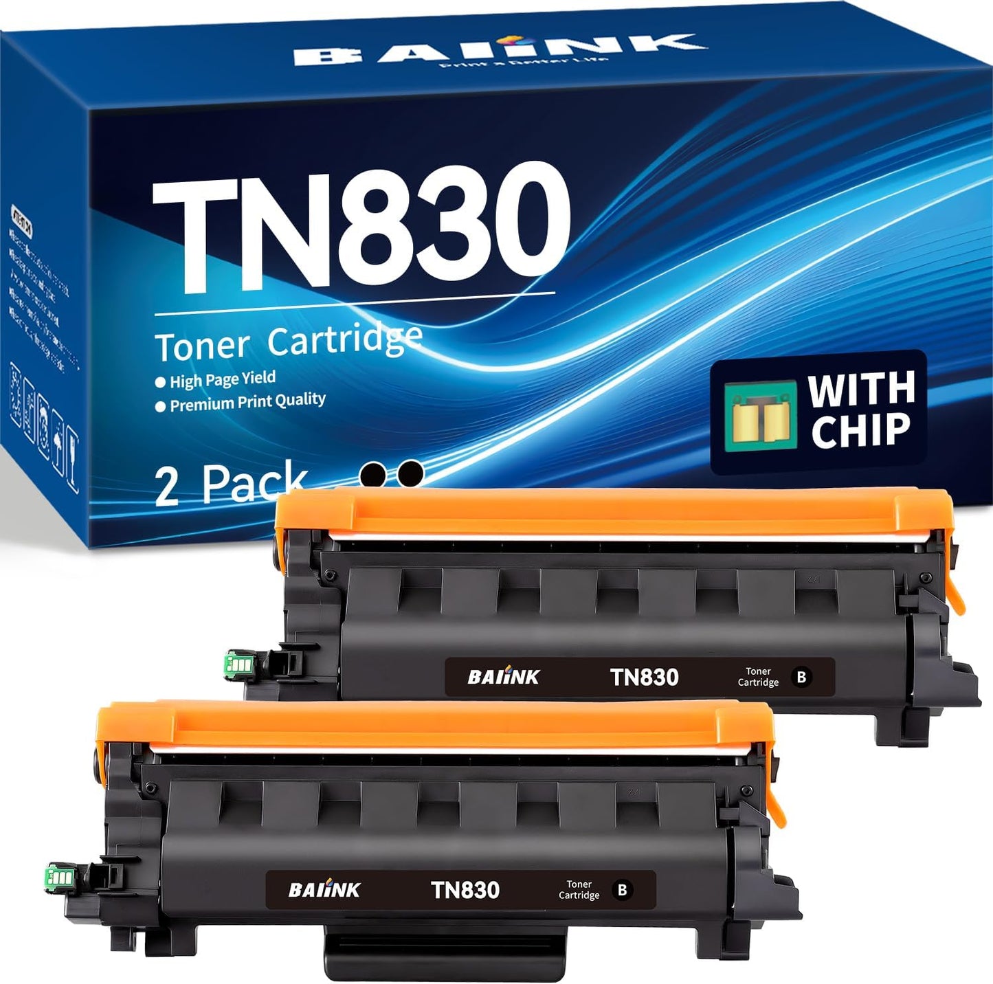 TN830 Toner Cartridge Replacement for Brother Printers - 2-Pack