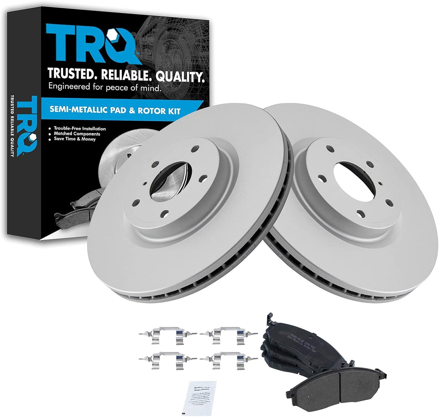 TRQ Front Semi Metallic Disc Brake Pads & G-Coated Rotor Kit
