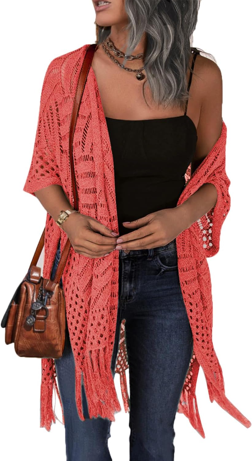 HOTOUCH Womens Knit Cardigan Open Front Lightweight Kimonos