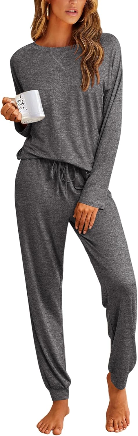 Ekouaer Pajamas Womens Long Sleeve Pj Set for Cozy Comfort