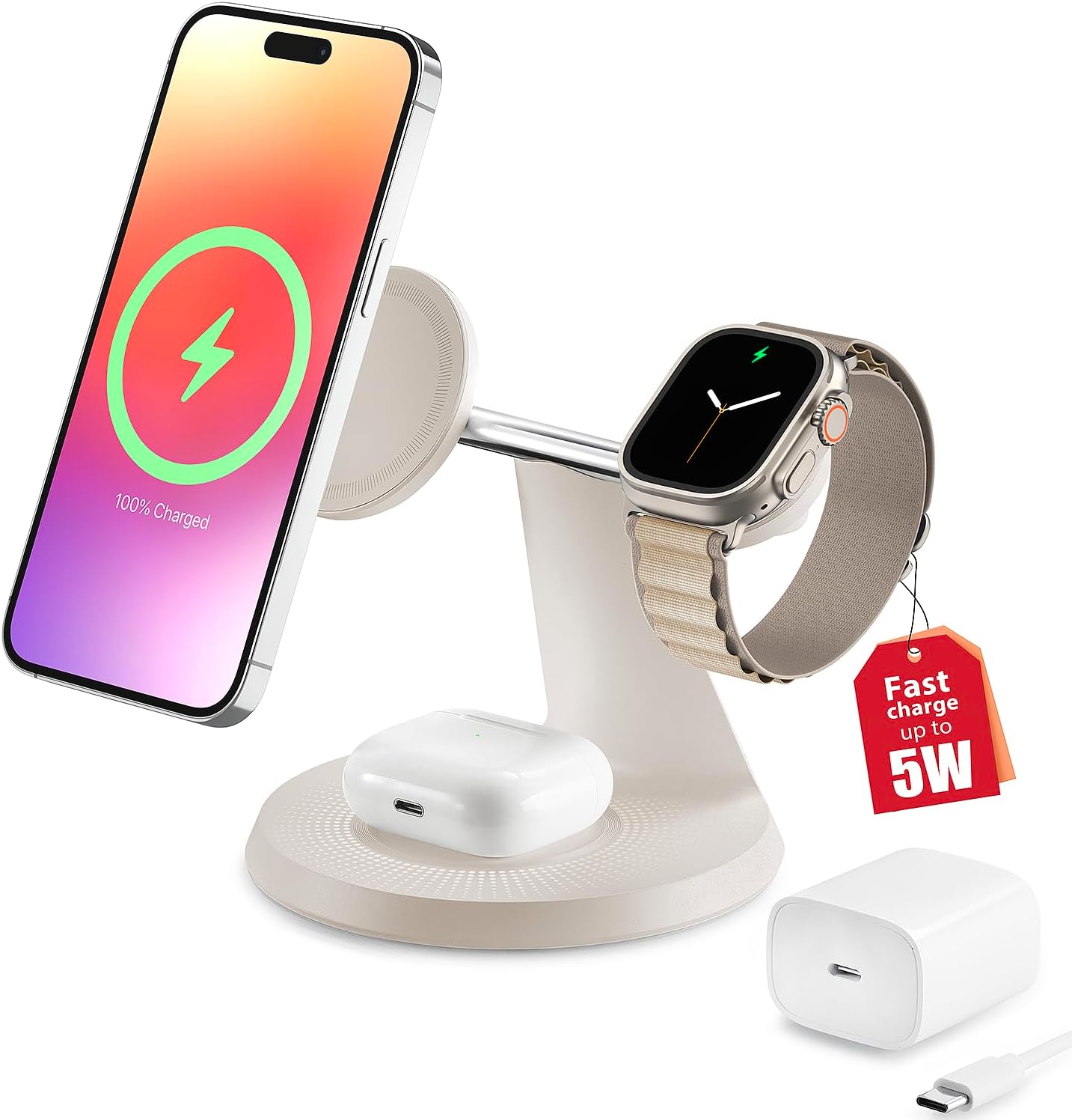 3 in 1 Wireless Charging Station for Apple Devices - Fast Charge