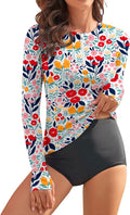 WOWENY Long Sleeve Swim Rash Guard for Women with Sun Safety