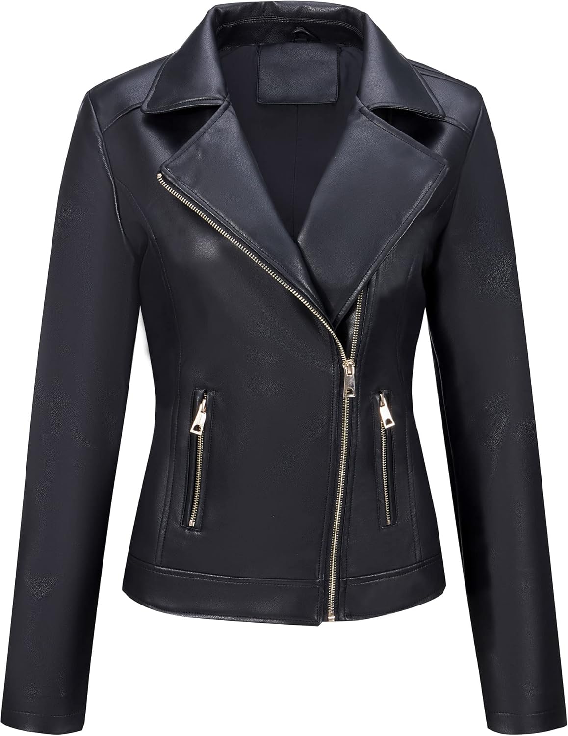 Faux Leather Casual Jacket for Women - Trendy Motorcycle Coat