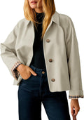 Women's Lightweight Cropped Trench Coat for Fall Wind Protection