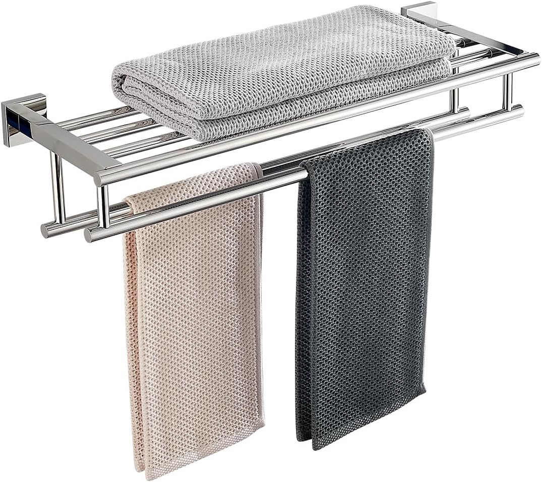 Bathroom Towel Rack 24 Inch Tower Holder with Double Bar