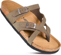 Womens Strappy Cork Memory Foam Slides - Comfortable Arch Support