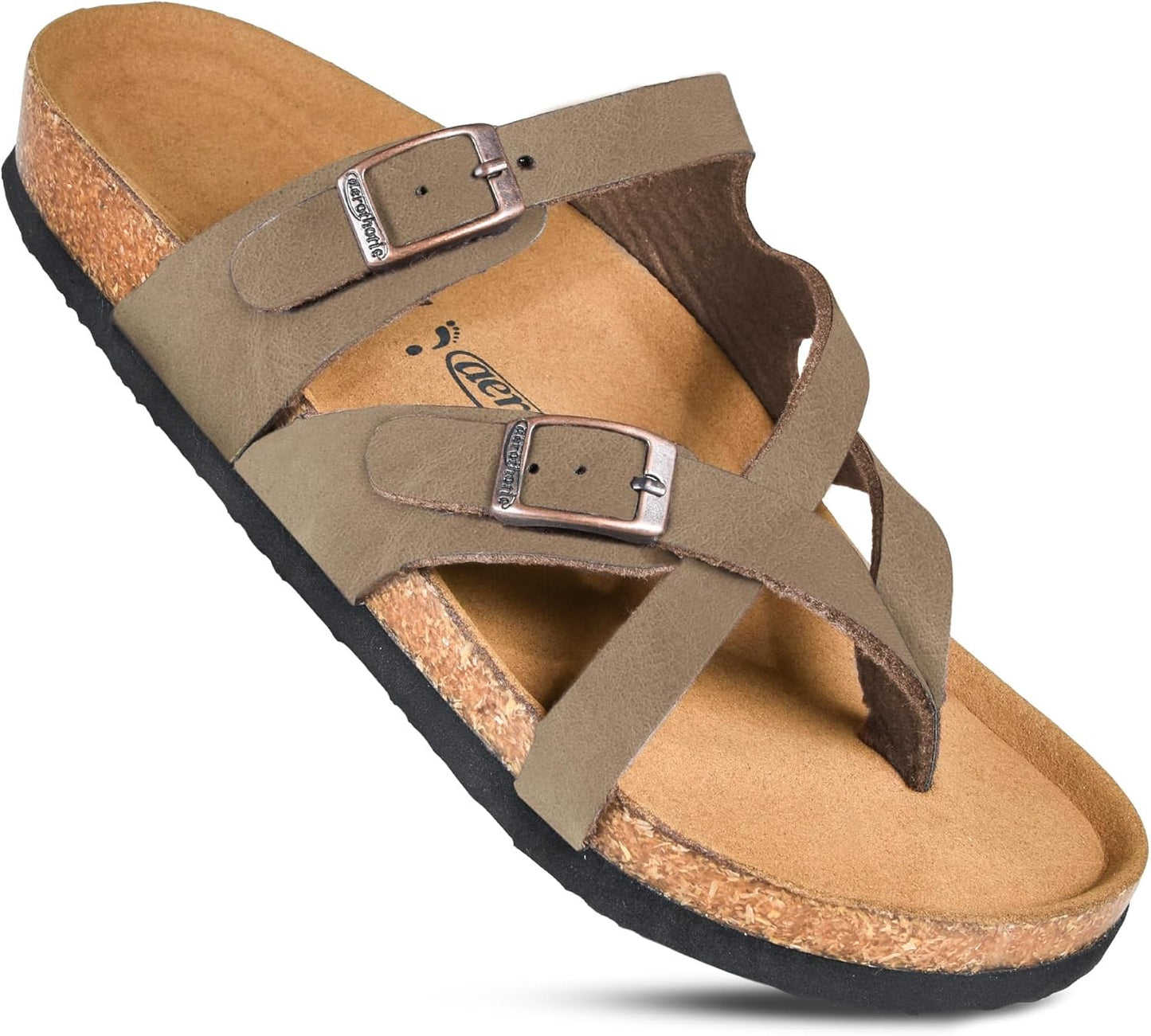 AEROTHOTIC Womens Strappy Slip-On Sandals with Arch Support