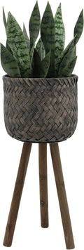 Wooden Planters with Stands Set of 2 - Rustic Handwoven Display