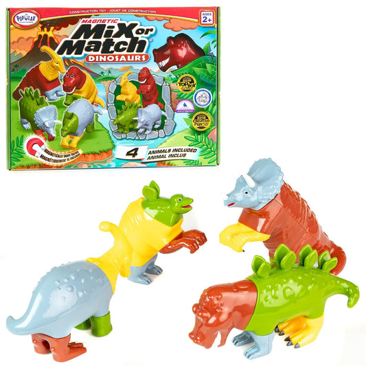 Magnetic Mix or Match Dinosaurs Toy Play Set for Creative Fun