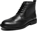 Mens Fashion Dress Boots Black Genuine Leather Classic Brogue Oxford